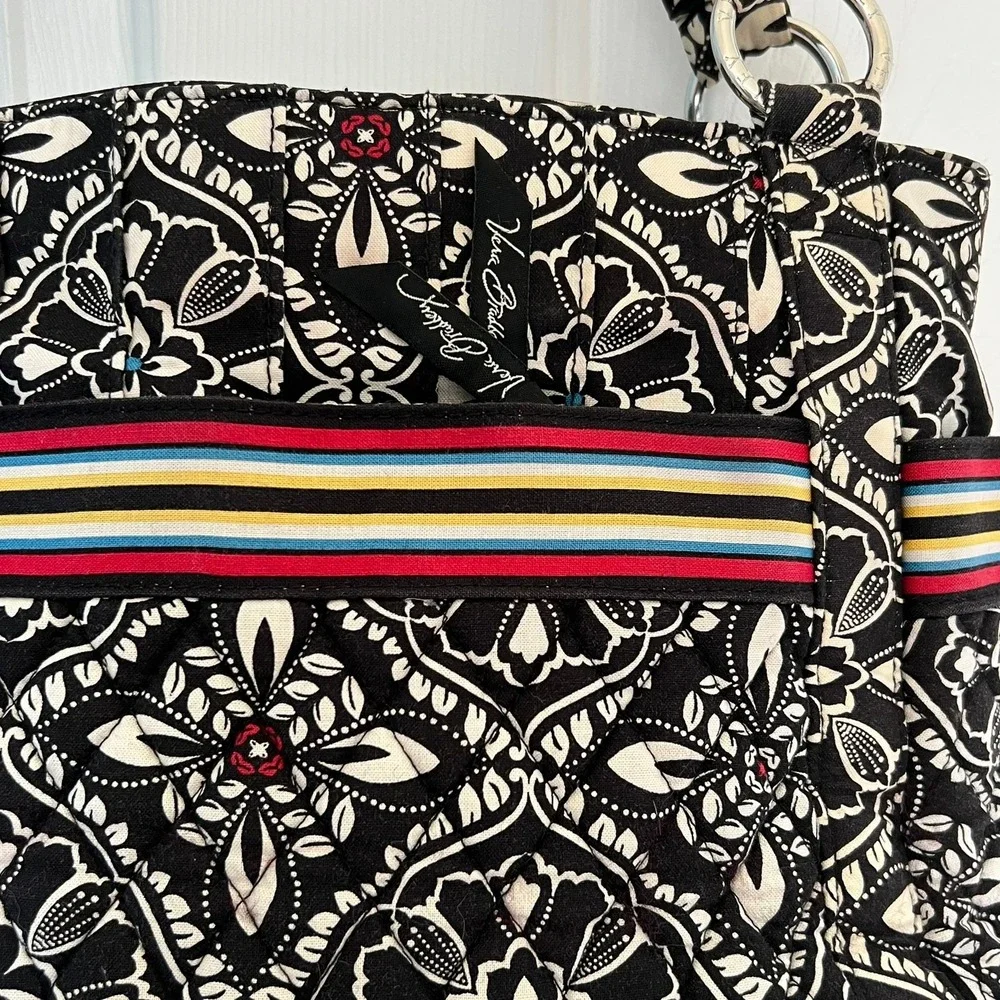 Vera Bradley Barcelona Satchel Black White Floral‎ Quilted Cotton Retired 2010